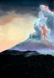 Lava incandescente flutuante