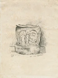 Fonte na Igreja de Ilam: litografia, 1855