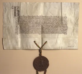 Foundation Charter of Charles University (tinta sobre papel)