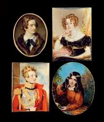 Quatro miniaturas de retrato (aguarela sobre marfim)