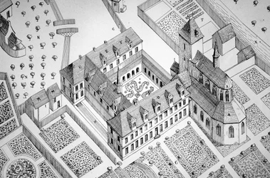 França - Orne - Departamento 61 - Lonlay - Gravura da Abadia