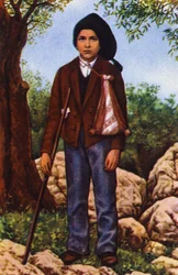 Francisco Marto que viu a Virgem Maria em Fátima em 1917, c. 1920-1930 (postal)