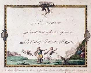 Frontispício do dueto Se quel dio che agli astri impera por Giovanni Simone Mayr.