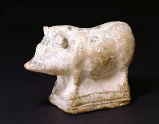 GR.4-1981 Chocalho suíno de Eleusis, Grécia, 410-380 AC (terracota)
