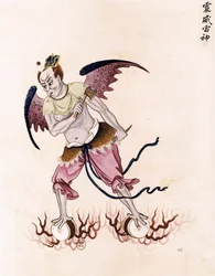 Génio do mal do xamanismo taoísta. Pintura, arte chinesa.