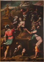 Génova, Duomo (Catedral de São Lourenço), interior, Batistério (antiga Igreja de São João, o Velho): "Martírio de Santa Catarina", de Cesare e Alessandro Semino