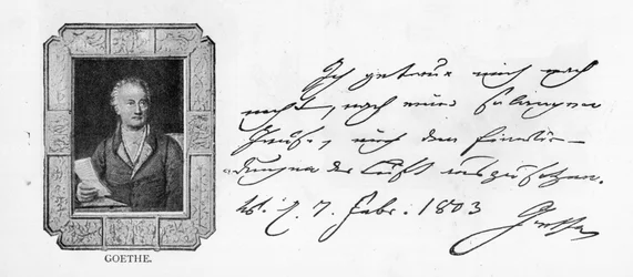 Caligrafia e assinatura de Goethe