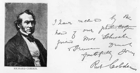 Caligrafia e assinatura de Richard Cobden (caneta e tinta sobre papel)