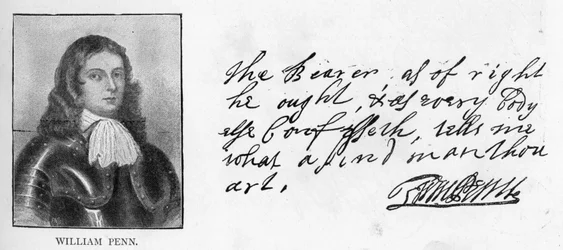 Caligrafia e assinatura de William Penn a partir de uma carta a Sir Robert Southwell