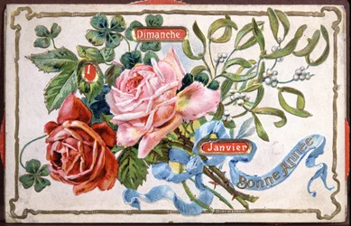 Flores de Feliz Ano, início do século XX (cartão postal)
