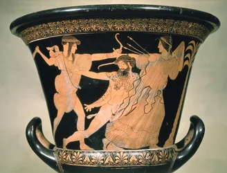 Herakles Struggling, detalhe de um sótão calyx-krater de figura vermelha, século V AC (olaria)