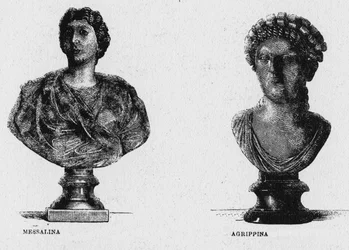 História da Roma Antiga. Messalina, a terceira esposa do Imperador Romano Cláudio e Agrippina, o Ancião.