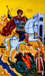 Ícone de São Jorge, Moni Karydi, Creta, Vamos, Creta, Grécia, Europa (foto)