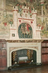 Interior, detalhe de uma lareira, Castelo de Cardiff, País de Gales, c.1875 (foto)
