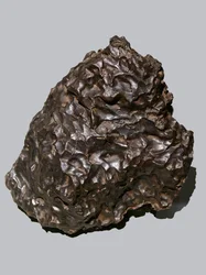 O meteorito de ferro (IIB). caiu em Sikhote-Alin (Rússia) em 1947. Ecole des Mines, Paris.