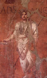 Itália: Sítio Arqueológico de Pompeia no sopé da Vesúvia: Afresco de parede