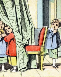 Jeu : cache cache - Alfabeto - entretenimento infantil - Imagem epinal, série popular c.1890 (ilustração)
