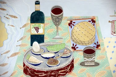 Museu Judaico da Suíça, Basiléia, Uma mesa preparada para um Seder de Páscoa (foto)