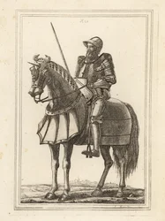 Rei Eduardo III retratado como um cavaleiro armado a cavalo do arsenal da Torre de Londres