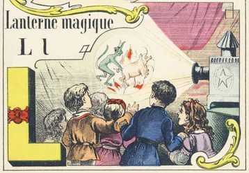 L: lanterna mágica - Alfabeto dos Jogos, c.1890 (ilustração)