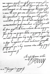 Carta do Rei Henrique IV de França a Henrique, Príncipe de Gales, agradecendo-lhe o presente de uma matilha de cães de caça para o seu filho, o Delfim, demasiado novo para escrever pessoalmente, escrito em Paris