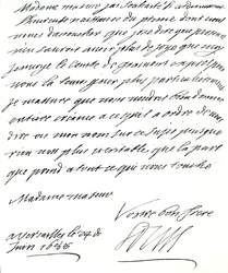 Carta de Luís XIV a Maria de Modena, felicitando-a pelo nascimento de um príncipe, James Edward, Príncipe de Gales