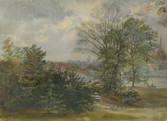 Lichfield - Vista Distante: pintura a óleo, séc.