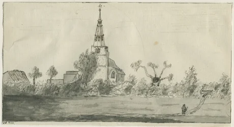 Lichfield - Igreja de São Miguel: desenho em sépia, nd [ Final do século 18]