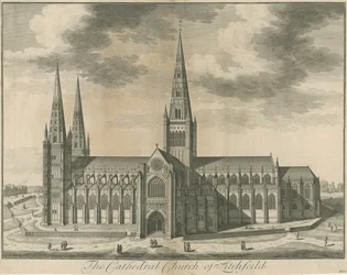 Catedral de Lichfield - vista sul: gravura, nº [c 1730]