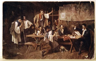 Literatura. O poeta húngaro Petofi, c.1848 Postalard, Hungria, c.1900 (postal)