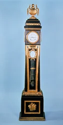 Relógio de caixa longa com equação folheada de ébano Luís XVI, de Ferdinand Berthoud, Paris, final do século 18