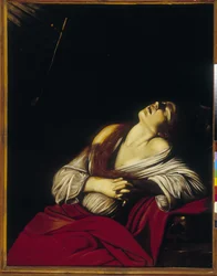 Madeleine em êxtase. Pintura de Louis Finson (1578-1617). Óleo sobre tela do século XVII. Museu das Belas Artes - Palácio Longchamp, Merseille.