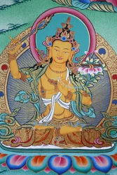 Manjushri, divindade do conhecimento. Mosteiro Kopan, Kathmandu, Nepal
