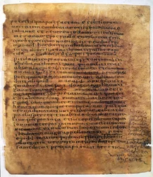 Pergaminho manuscrito: um palimpsesto.