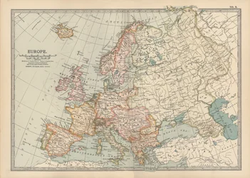 Mapa da Europa, c.1900 (gravura)