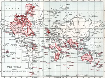 Mapa do mundo mostrando os bens britânicos em 1904.