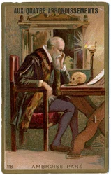 Medicina. O cirurgião francês Ambroise Pare. Imagens dos grandes armazéns parisienses: Aux Quatre Arrondissements, França, c.1900