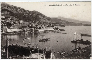 Monte Carlo (Monte-Carlo): Vista da cidade tirada do Mónaco - Cartão postal do final do século XIX ao século XX
