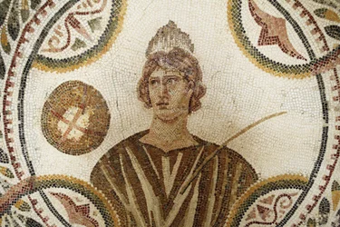 Mosaico: uma das nove musas. Polimnia: canção religiosa e retórica (detalhe). III AD/Musee d