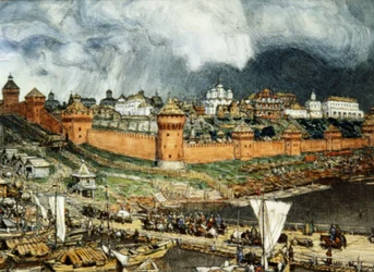 Moscovo Kremlin Durante o reinado de Ivan Lli (Ivan o Grande) no século XVI por Apolinary Vasnetsov (1921).