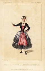 A Sra. Elisabeth Augustine Bressant como Nini Pompon em Les Deux Compagnons du Tour de France de Lockroy e Wailly, Theatre des Varietes