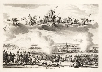 Napoleão Bonaparte, Primeiro Cônsul da República Francesa, comandando o Exército Francês na Batalha de Marengo