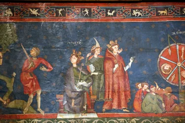 Catedral de Notre Dame de Clermont, Clermont-Ferrand, França, capela de São Jorge (final do século XIII), Detalhe Fresco (foto)