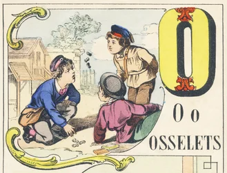 O : osselets - Jogos Alfabeto, c.1890 (ilustração)