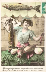 Cartão postal antigo/Peixe de Abril
