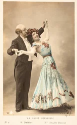 Antigo cartão postal / Dança invertida / Angele Heraud