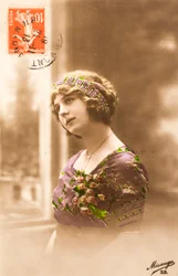 Antigo cartão postal/ Mulher Belle Epoque
