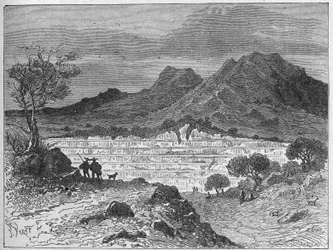 Pedreira de sal-gema a céu aberto em Cardone, c. 1880 (gravura)