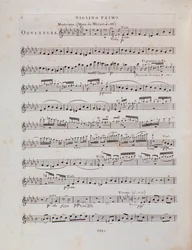 Página de partitura para o primeiro violino da ópera Jessonda de Louis Spohr