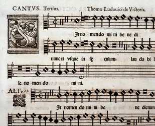 Página da partitura musical de In nomen domini psalm de Tomas Luis de Victoria
